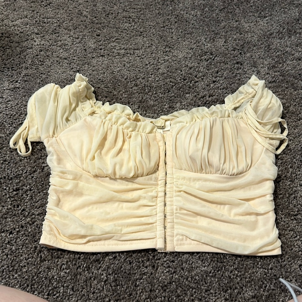 Cream off shoulder top